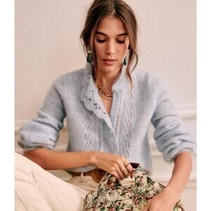 Sezane Angie Knit Cardigan Blue Size XS